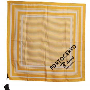 Dolce & Gabbana Yellow Striped Silk Square Foulard Scarf, Scarves, female, Yellow, Size: ONE SIZE
