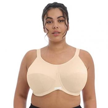 Elomi Energise Full Coverage Sports Bra - Beige Nylon - Size 36F