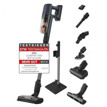 Aspiradora sin cable AEG Ultimate 7000 AP71A142XN, autonomía de hasta 50 min, ultra ligera (2,2 kg), beuteless, material reciclado al 60%, color azul dénim