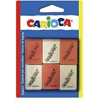 Carioca 42863 - Pack de 6 gomas de borrar cuadradas, multicolor