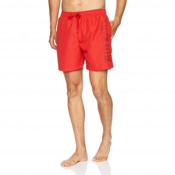 Calvin Klein Hombre Swimshorts de cordón Medio, Rojo, Medium