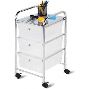 Honey Can Do CRT-02215 - Carrito de 3 cajones con ruedas, 33 x 39 cm, color blanco