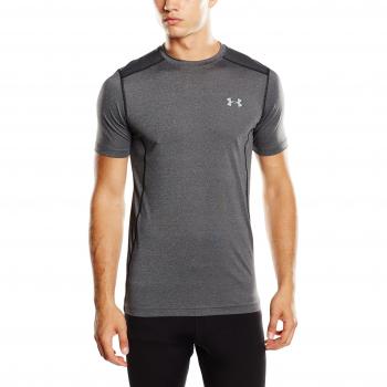 Under Armour Raid Camiseta Masculina, Camiseta Transpirable, Ajustada Camiseta Deportiva de Manga Corta y de Secado rápido, Carbon Heather/Carbon Heather/Steel