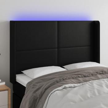 Cabecero LED Cuero Sintético Negro 147x16x128 cm