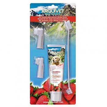 Arquivet Set Dental fresa - cepillos pasta dentrífica - higiene perros