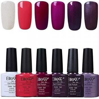 Elite99 Esmaltes Semipermanentes de Uñas en Gel UV LED, 6pcs Kit de Esmaltes de Uñas en Gel Soak Off 004