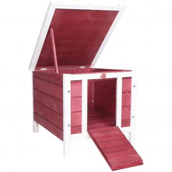 PawHut Conejera de Madera Exterior Jaula Caseta para Mascotas Pequeñas con Techo Asfáltico Abatible y Rampa Antideslizante 42x51x43 cm