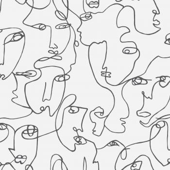 Abstract Faces Black & White Wallpaper