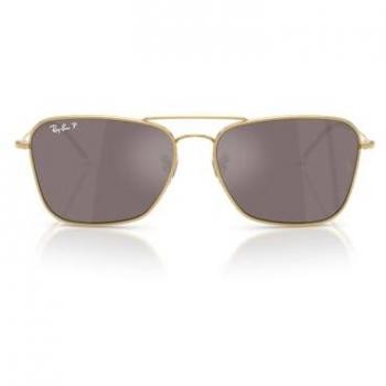 Ray-Ban RBR0102S Caravan Reverse Polarized Sunglasses for Men, Gold Frame, 58mm Size