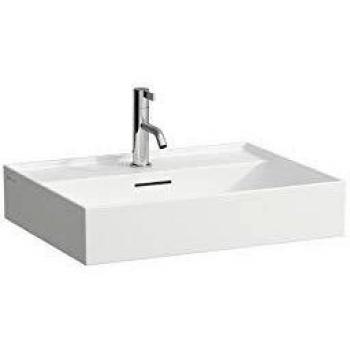 Lavabo Laufen Kartell 60x46cm, Negro Brillante, con Rebose y Orificio para Grifería, Cerámica Saphir