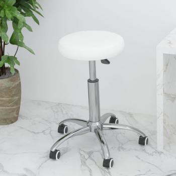 Silla de oficina giratoria de cuero sintético blanco Vidaxl