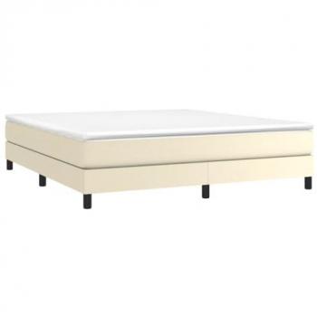 Estructura de Cama Tapizada en Cuero Sintético Crema 180x200 cm sin Colchón