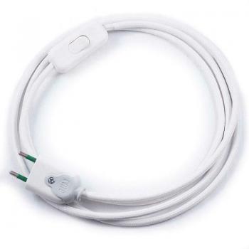 Cable textil con interruptor y enchufe 2x0,75mm 2m blanco