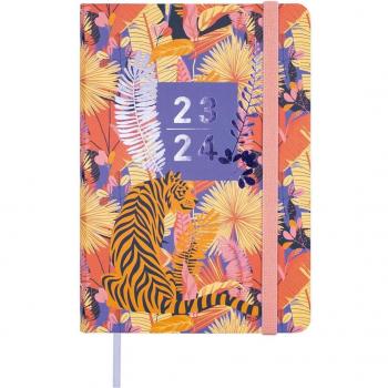Agenda Escolar Finocam Natural Tiger M4 2023-2024, Multilingüe, 1 Día por Página, Tamaño 118 x 168 mm