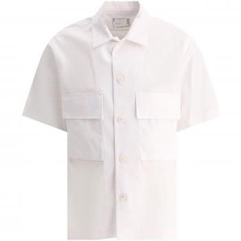 Sacai Men's Thomas Mason Short Sleeve Shirt in White | Size M