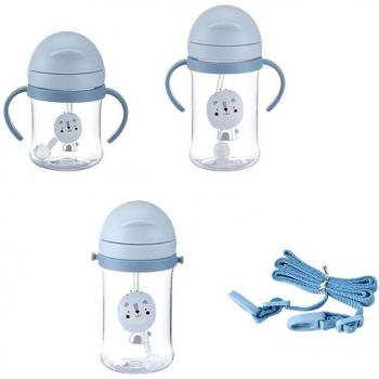 Biberón de silicona sin BPA con asa para bebé, botella de agua 250/350ml para aprendizaje en alimentación