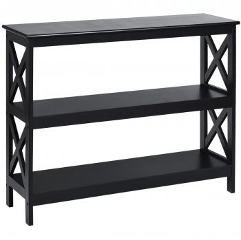 Consola Industrial Costway de 3 Niveles, Mesita Rústica con Repisa para Entrada, Pasillo y Salón, Color Negro, Dimensiones 100 x 30 x 80 cm