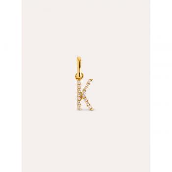Charm Letter Spark de plata bañado en oro inicial K