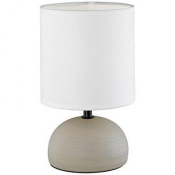 Lámpara de Sobremesa LUCI Cerámica Cappuccino con Pantalla Blanca 23cm E14