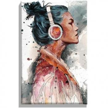 Lienzo Decorativo Mujer 1 - Impresión Multicolor en Poliéster y Madera, 45x3x70 cm