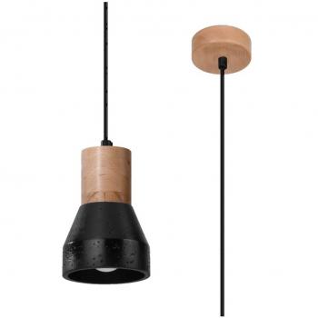 Lámpara colgante Qubic Dome Wood, hormigón negro, madera natural 1 bombilla 120cm