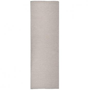 Alfombra de exterior de tejido plano gris taupe 80x250 cm