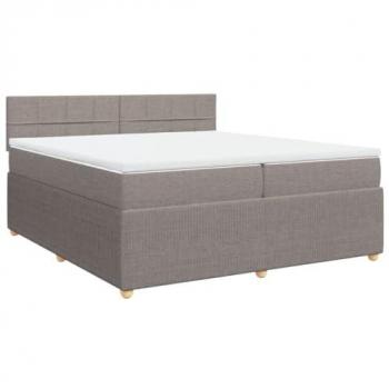Cama Box Spring con Colchón Tela Gris Taupe 200x200 cm