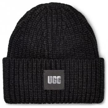 Gorro chunky rib logo UGG, Guantes UGG Sheepskin glove marrón mujer - S, UGG W Chunky Rib Beanie Gorro, Black, One Size para Mujer