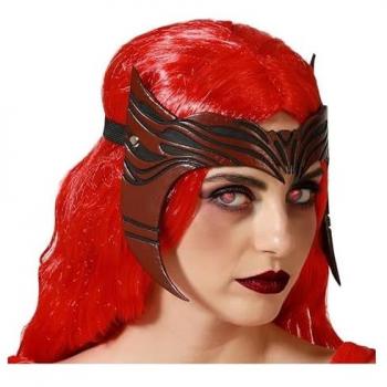 Máscara Guerrera Halloween - Máscara de carnaval roja para mujer, accesorio demoníaco, ideal para fiestas y celebraciones de Halloween