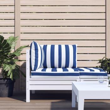 Cojines para palets 3 Pcs Almohadas Rayas Azules y Blancas Tela de Oxford