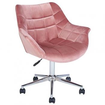 Silla de Oficina Giratoria Ajustable en Altura de Terciopelo Rosa Estilo Moderno Labelle