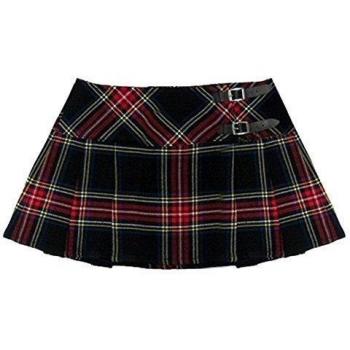 Viper London - Minifalda escocesa con imperdible - 33cm - Tartán Negro/Rojo - 46