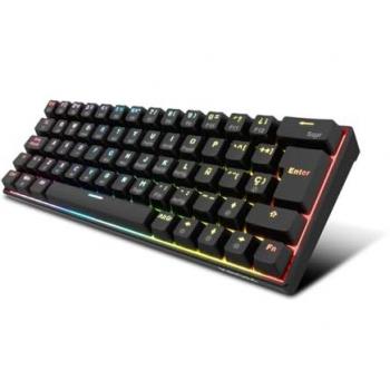 Teclado Mecánico Gaming Retroiluminado RGB Bluetooth 5.0, 2.4 GHz y USB, Formato 60%, Switches Intercambiables, Compatible con Windows, Android, iOS y Mac - Color Negro