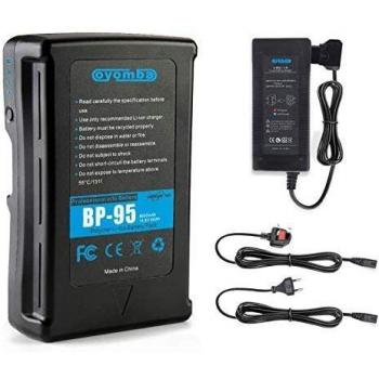 Oyomba 95Wh (6600mAh) BP-95 V-Mount/V-Lock Batería y Adaptador de Cámara Compatible con Videocámara Sony Cámara Videocámara Difusión de Luz LED BP-95