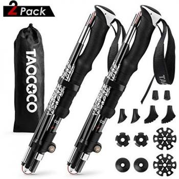 TAOCOCO 2pcs Bastón de Senderismo Plegable 7075 Bastón de Trekking de Aluminio, Bastón de Trekking Plegable Ajustable Ultraligero/Agarre EVA para Senderismo Alpinismo Trail Viaje