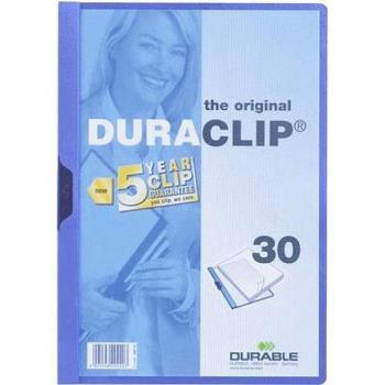 Durable Duraclip 30 Carpeta con Pinza, A4, Capacidad 30 Hojas, PVC Transparente/Azul Claro