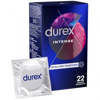 Durex Condones Intense Orgasmic 22 Unidades - Condones, 22 unidades, efecto intensificador del orgasmo, textura estimulante, lubricación adicional