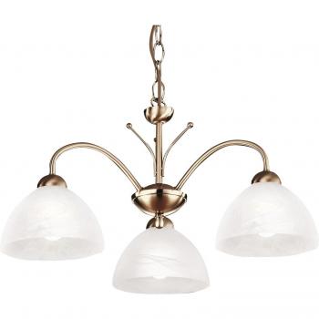 Lámpara colgante Milanese de latón antiguo con 3 bombillas, diseño de tres brazos múltiples, material de vidrio, compatible con bombillas E14, dimensiones de 86 cm