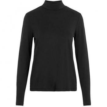 PIECES PCKAMALA LS Rollneck Top Noos BC Camiseta de Manga Larga, Negro, L para Mujer