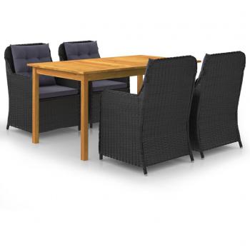 Conjunto de mesa y sillas de jardín en negro