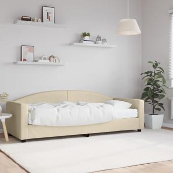 Sofá cama con colchón de tela crema 80x200 cm Vidaxl