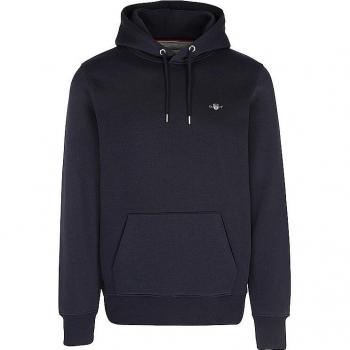 GANT Mens Regular Fit Shield Logo Pullover Hoodie - Evening Blue - Size L - Male