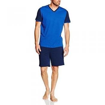 Hom Charming Pyjama court Jersey col V-Conjunto ropa deportiva Hombre    azul Medium
