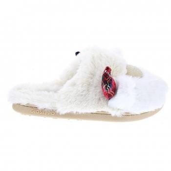 Gioseppo Dauphin - Zapatillas de Estar por Casa para Niña Destalonadas, Color Off White con Carita de Reno y Estampado