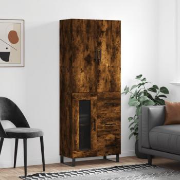 Aparador alto de madera contrachapada en roble ahumado 69,5x34x180 cm