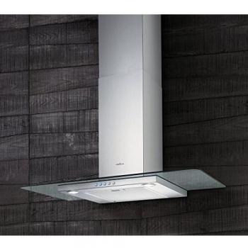 Cappa Aspirante Elica Flat Glass IX/A/90 - 90 cm, Acero Inoxidable, Potencia 450 m³/h, Emisión Acústica 59 dB