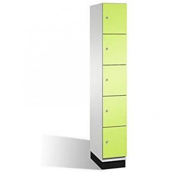 Armario de Compartimentos Bajo Llave C+P Cambio, 5 Compartimentos, Puertas de Acero, Color Gris Claro y Verde