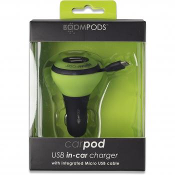 Boompods Carpod in Car Charger with Integrated Micro USB Cable for Android Devices