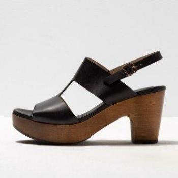 Neosens Sandalias con tacón S3270 RESTORED SKIN EBONY/ ST.LAURENT SANDAL para Mujer color Ebony
