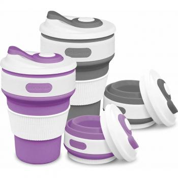 ROCONTRIP Plegable Taza, Plegado de café Taza de Viaje de Silicona a Prueba de Fugas Taza Regalo Taza 350 ML 100% de Calidad alimentaria sin BPA para Camping Senderismo